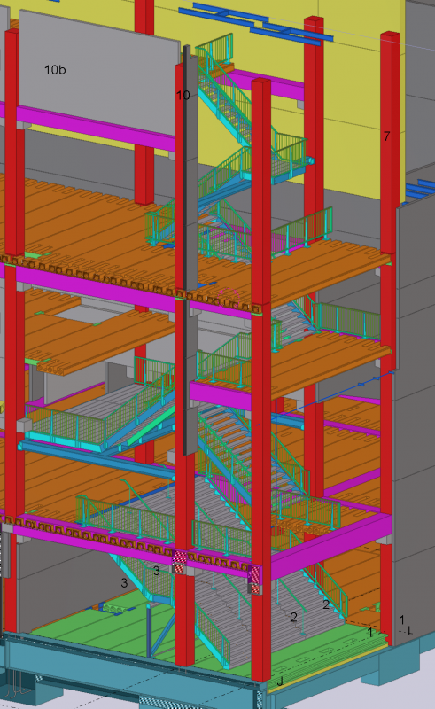 3D overzicht trappen in ruwbouw